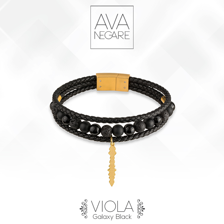 دستبند فرکانس صدا مدل Viola طلای ۱۸ عیار (Galaxy Black)