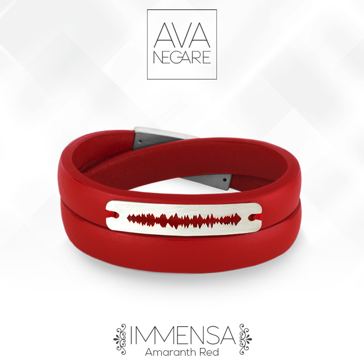 دستبند فرکانس صدا مدل ایمنسا Amaranth Red نقره ۹۲۵