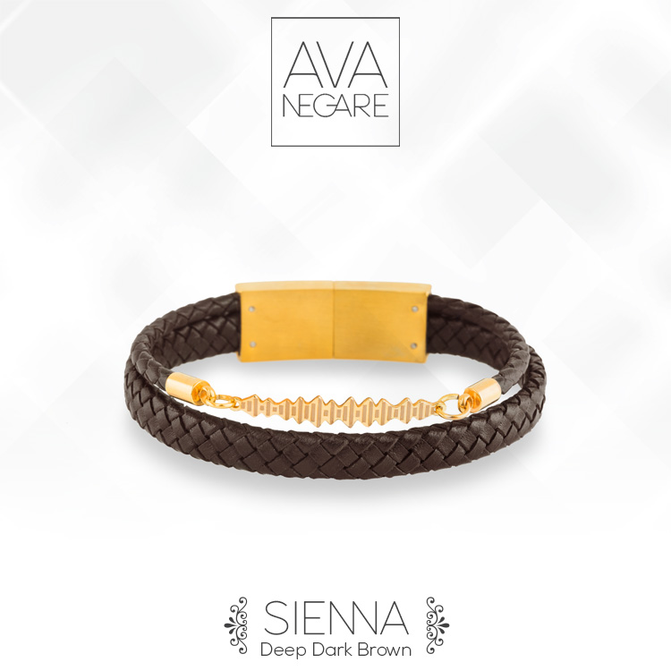 دستبند فرکانس صدا مدل Sienna طلای ۱۸ عیار (Dark Brown)