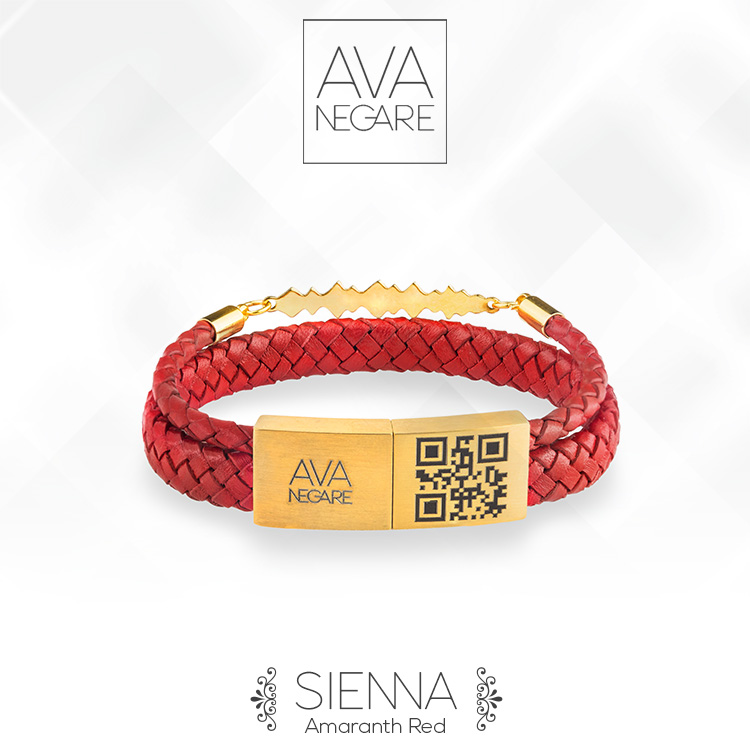 دستبند فرکانس صدا مدل Sienna طلای ۱۸ عیار (Amaranth Red)