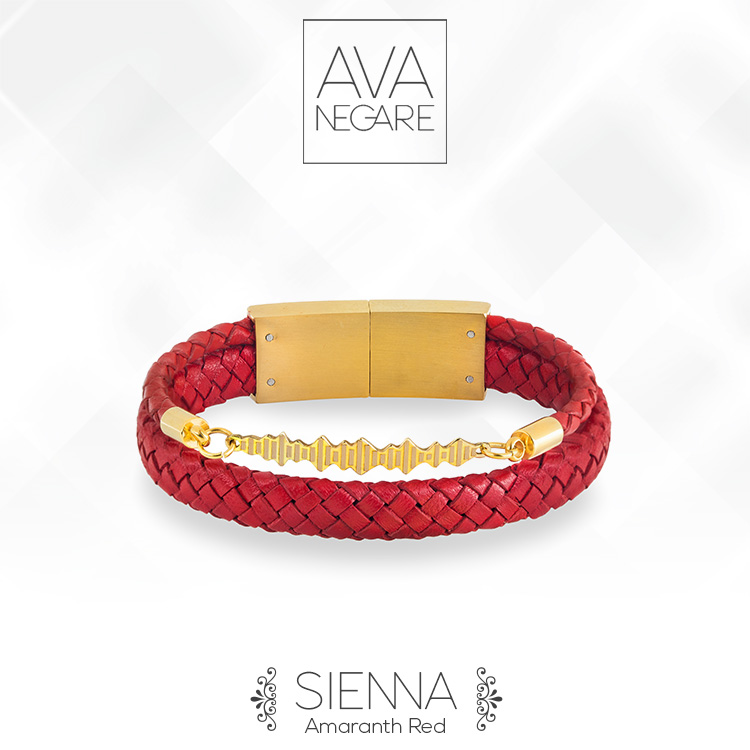 دستبند فرکانس صدا مدل Sienna طلای ۱۸ عیار (Amaranth Red)
