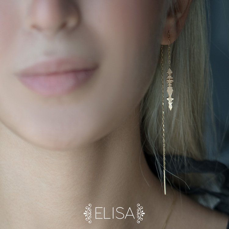 گوشواره فرکانس صدا مدل Elisa طلای ۱۸ عیار