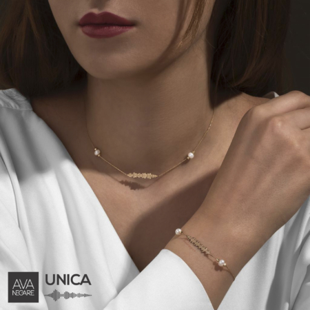 دستبند و گردنبند فرکانس صدا مدل یونیکا Unica طلای ۱۸ عیار