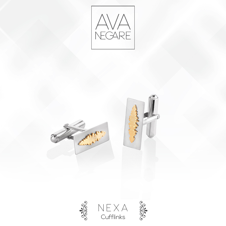 دکمه سرآستین فرکانس صدا مدل Nexa ترکیب نقره و طلا