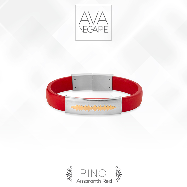 دستبند فرکانس صدا مدل Pino پینو Amaranth Red ترکیب طلا ۱۸ عیار و نقره ۹۲۵